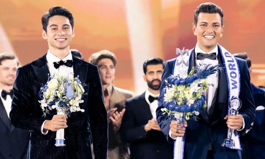 Contestant sharing emotional story during Mister World 2024 Q&A segment
