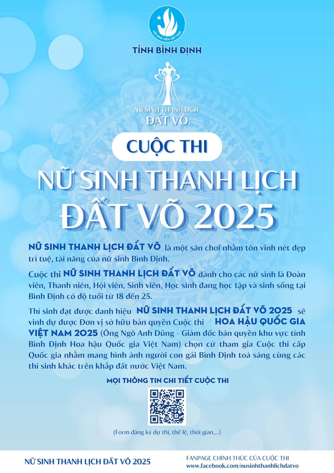 CÔNG BỐ CUỘC THI “NỮ SINH THANH LỊCH ĐẤT VÕ” LẦN THỨ I, NĂM 2025