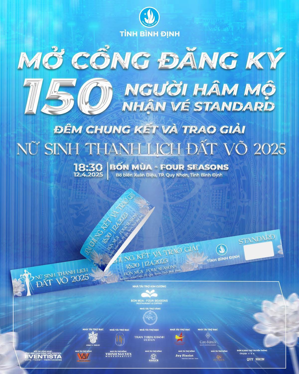 MỞ CỔNG ĐĂNG KÝ NHẬN VÉ STANDARD ĐÊM CHUNG KẾT & TRAO GIẢI “NỮ SINH THANH LỊCH ĐẤT VÕ 2025”