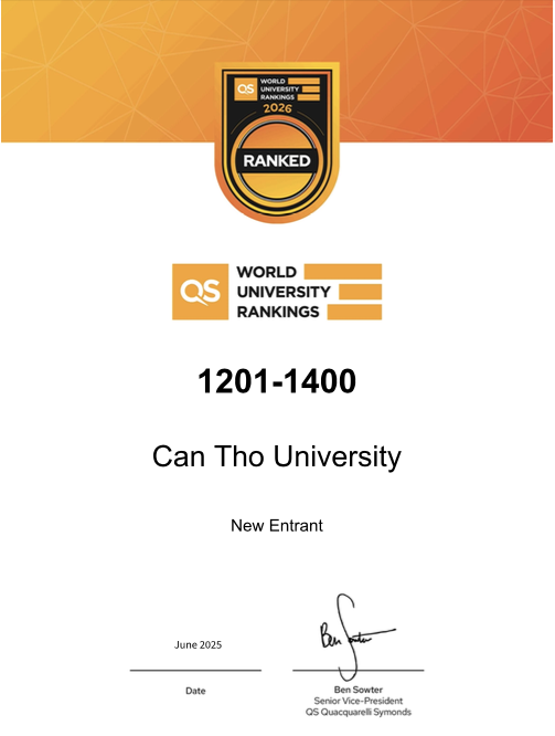 QS World University Rankings 2026: Trường Đại học Cần Thơ xếp hạng 1.201–1.400 các trường đại học tốt nhất thế giới