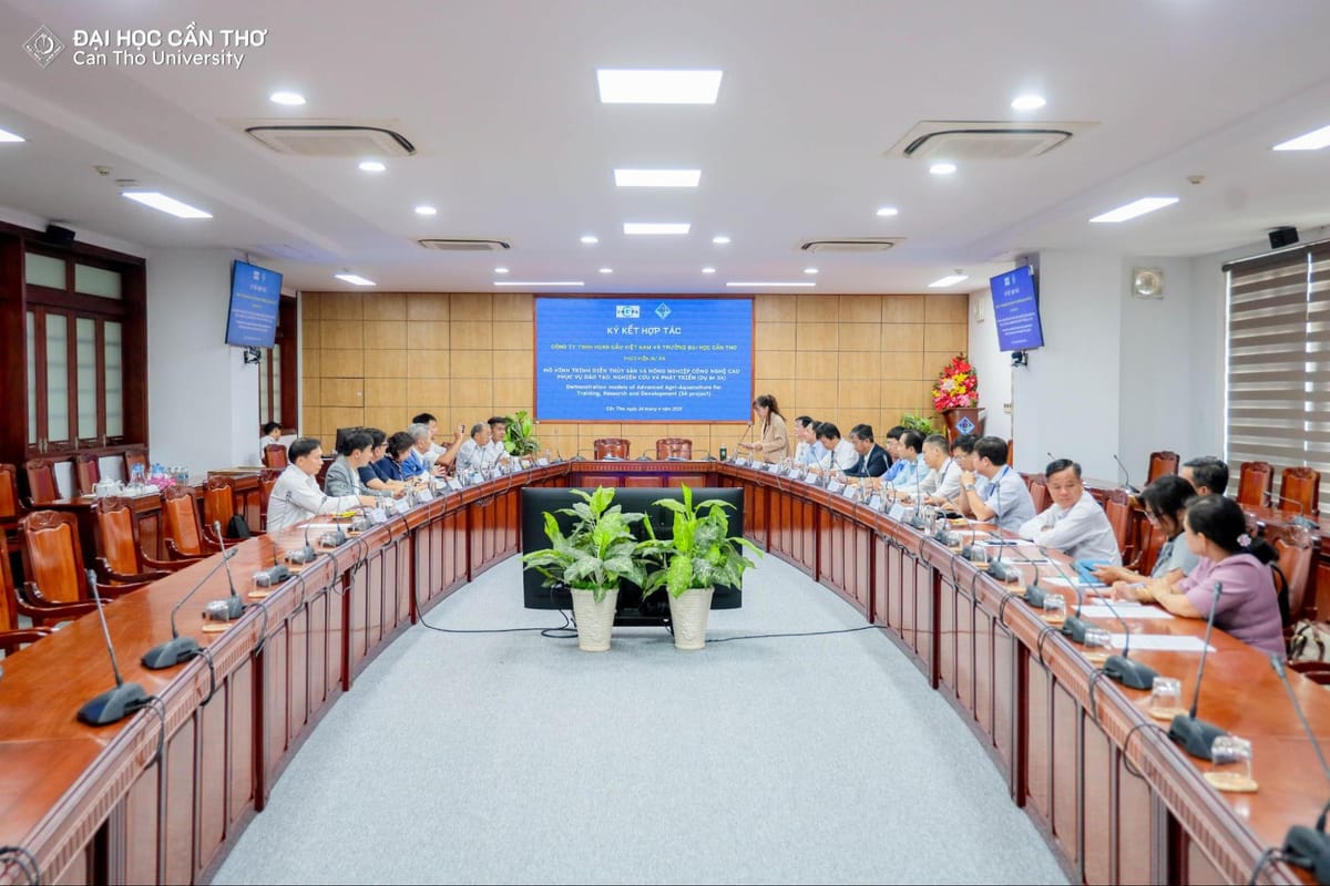 Trường Đại học Cần Thơ ký kết hợp tác với Công ty TNHH Hoàn Cầu Việt Nam triển khai dự án thủy sản và nông nghiệp phục vụ đào tạo, nghiên cứu và phát triển